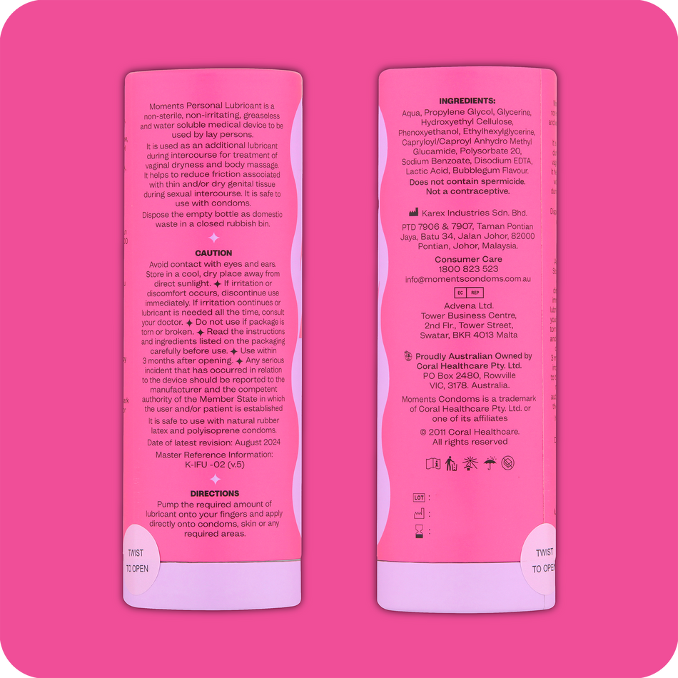 Moments Bubble Gum Flavoured Lubricant