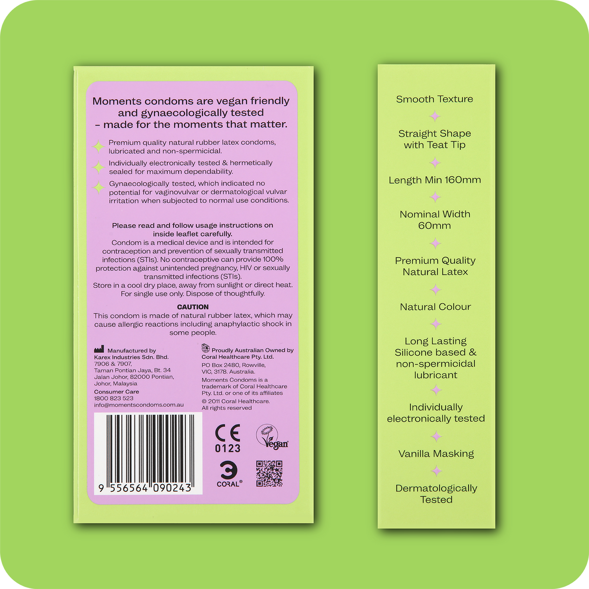 Barcode detail on Moments Ultra Thin Extra Large condom packaging