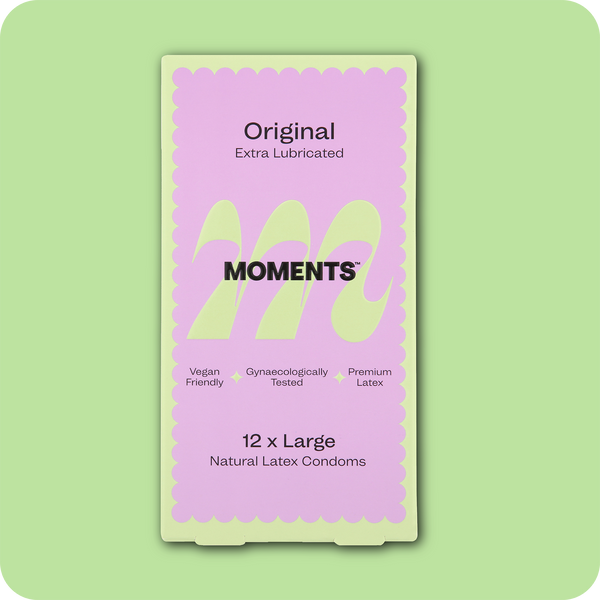Close-up of Moments Original Large condom box