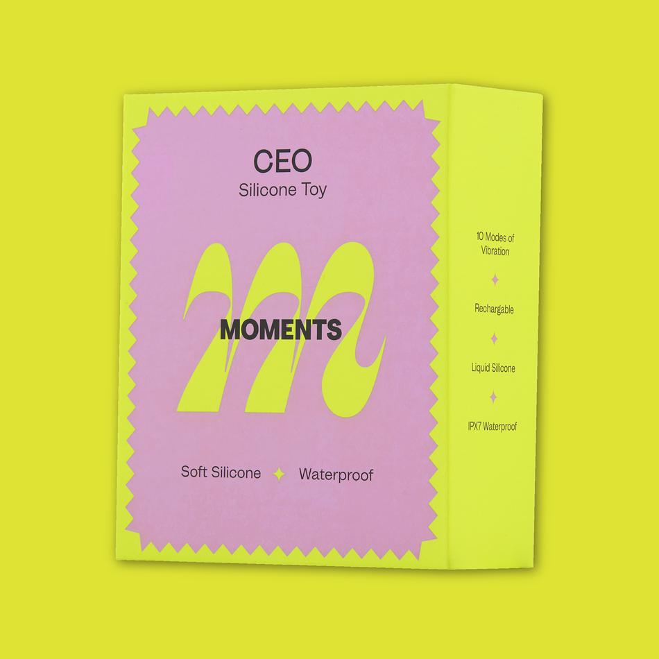 Packaging for the CEO vibrator with 'Moments' branding